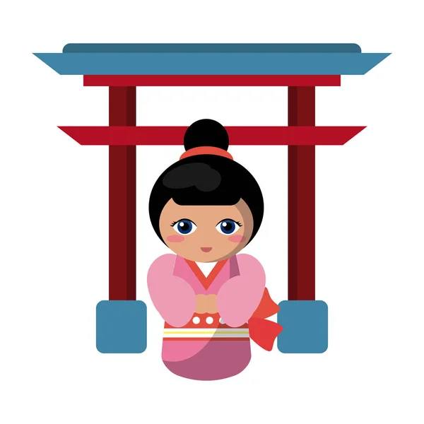 Japansk flicka på arch symbol — Stock vektor