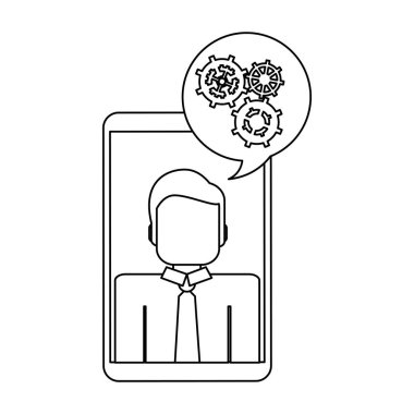 Smartphone iş sohbet siyah ve beyaz