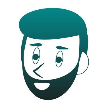 Adam yüz karikatür mavi çizgiler