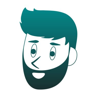 Adam yüz karikatür mavi çizgiler