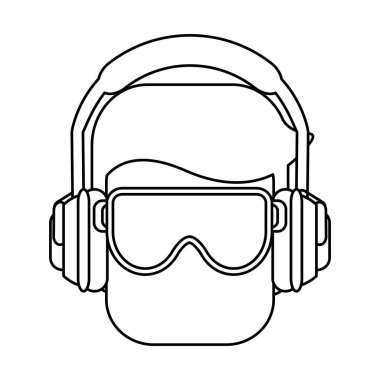 İnşaat işçisi avatar siyah ve beyaz