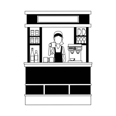 Kahve stand izole içinde siyah ve beyaz