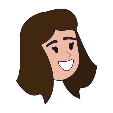 yüzü mavi çizgiler gülümseyen kadın