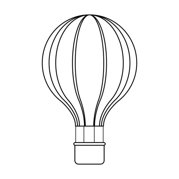 Ballon à air chaud isolé en noir et blanc — Image vectorielle