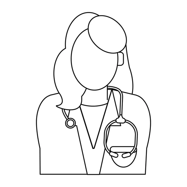 Avatar medico donna in bianco e nero — Vettoriale Stock