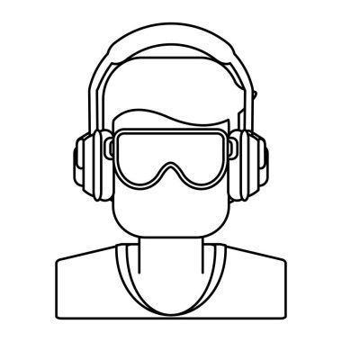 İnşaat işçisi avatar siyah ve beyaz