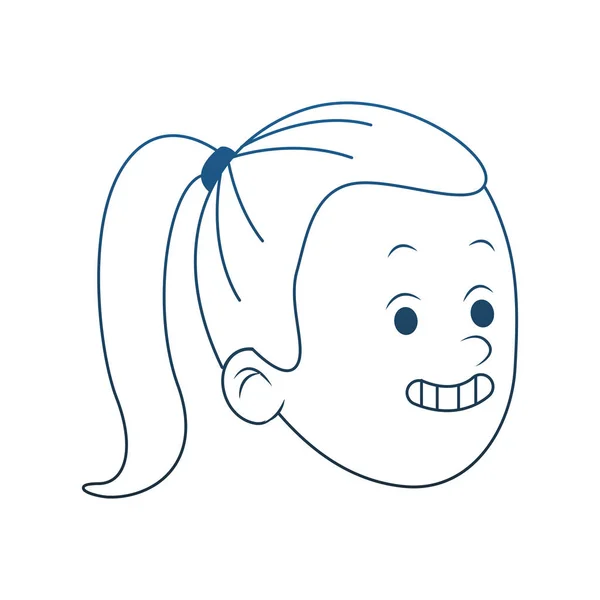Jeune femme visage lignes bleues — Image vectorielle
