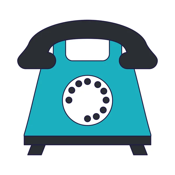 Vintage téléphone symbole dessin animé lignes bleues — Image vectorielle