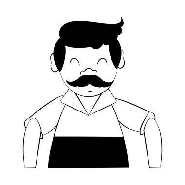 Siyah beyaz Bavyera adam çizgi film