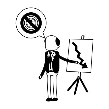 Siyah-beyaz azalan istatistikleri gösteren eski işadamı