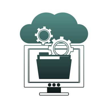 Bilgisayar klasöründe bulut mavi çizgiler ile