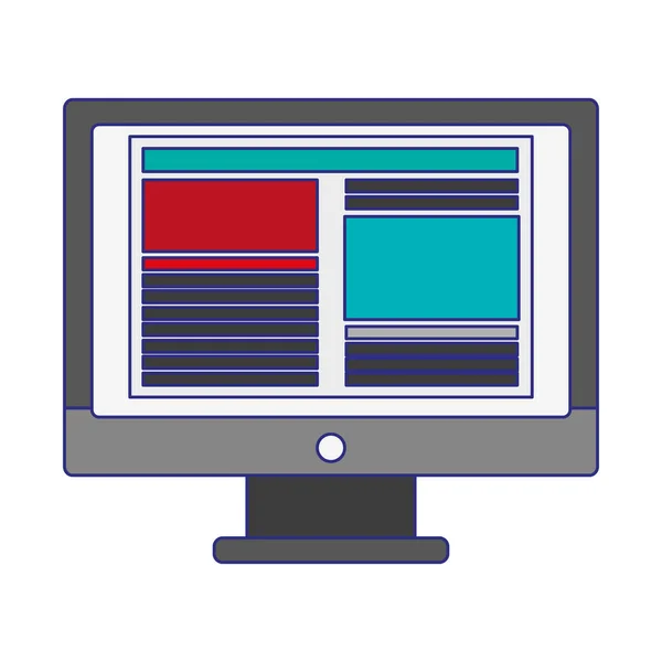 Tecnología de hardware de pantalla de computadora líneas azules — Vector de stock