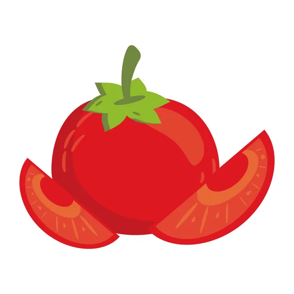 Tomaten gesneden plakjes cartoon — Stockvector