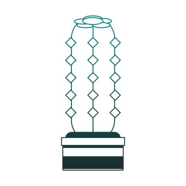 Kaktüs izole kap mavi çizgiler