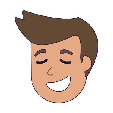 Yüz karikatür mavi çizgiler gülümseyen adam