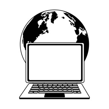 Dünya ve siyah beyaz dizüstü