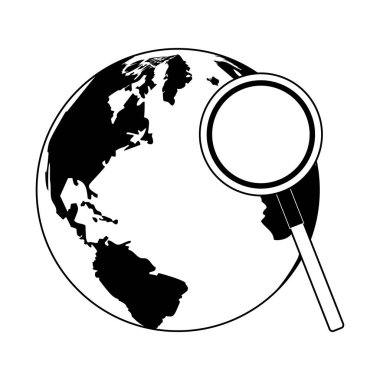 Dünya ve Büyüteç camı siyah beyaz