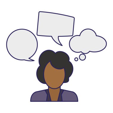 Konuşma baloncukları olan iş kadını