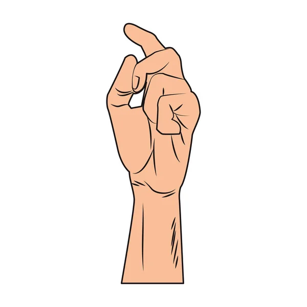 Mano chasquido dedos pop arte — Vector de stock