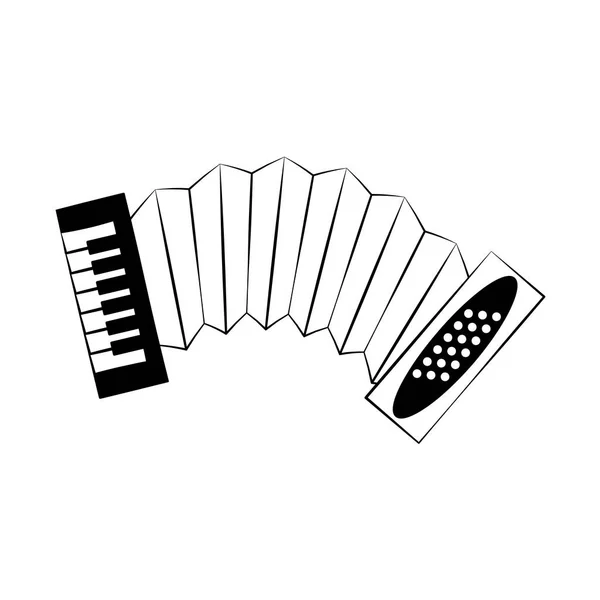 Ziehharmonika-Musikinstrument in schwarz und weiß — Stockvektor