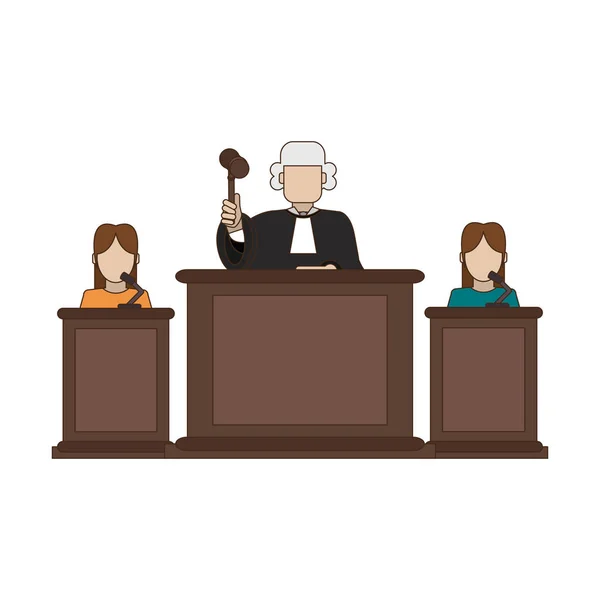 Judge with witness on podium — Stock Vector