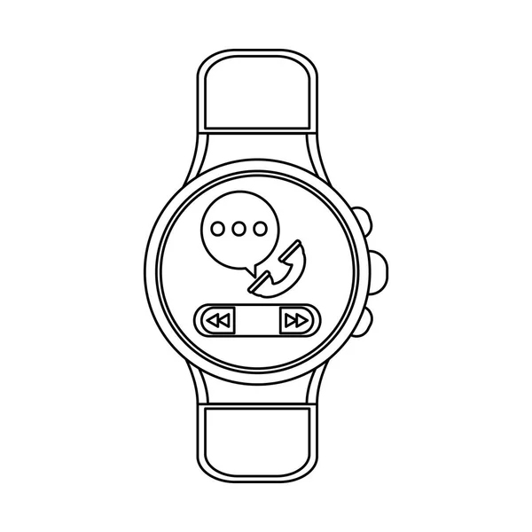 SmartWatch wearable technologie in zwart-wit — Stockvector