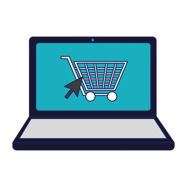 Online winkelen en betaling blauwe lijnen — Stockvector