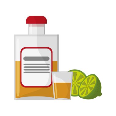 Tekila şişesi ve limon ile atış