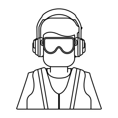 İnşaat işçisi avatar siyah ve beyaz