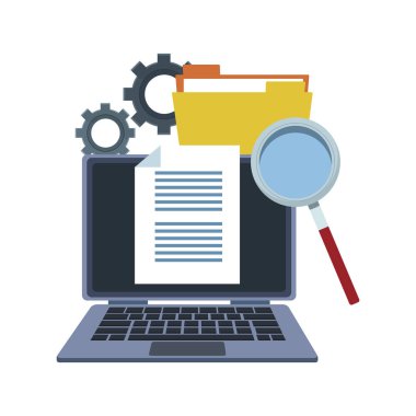 Belgeler ve Büyüteç ile dizüstü bilgisayar