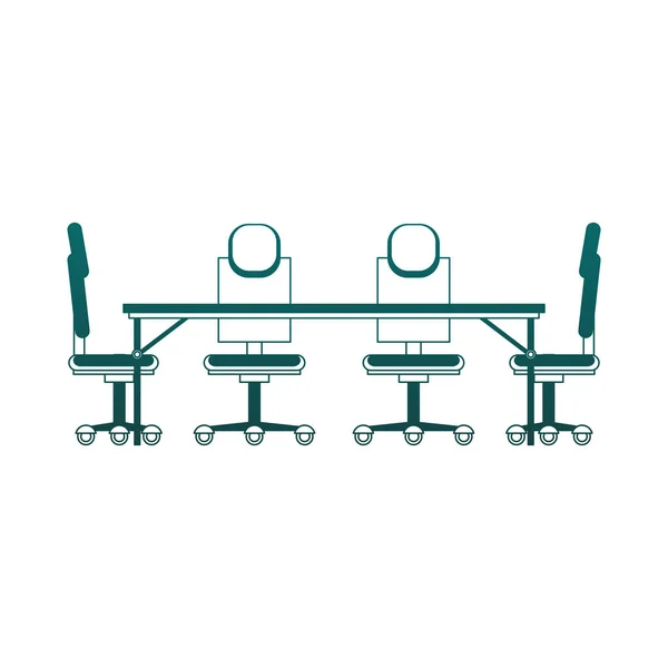 办公桌和椅子蓝色线 — 图库矢量图片