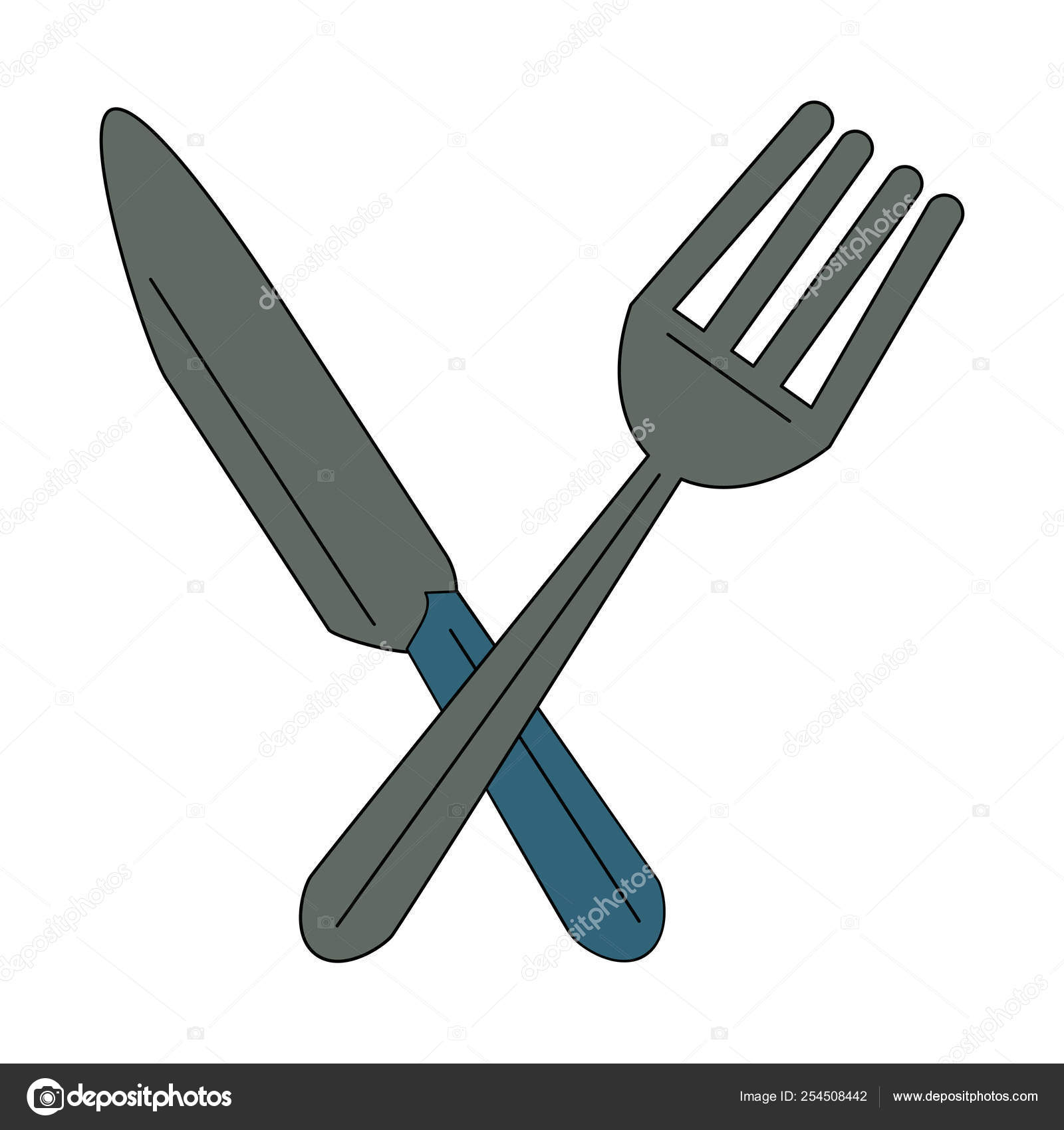 Faca e garfo cruzados Vetor de ©jemastock 254508442, image size:1600x1700