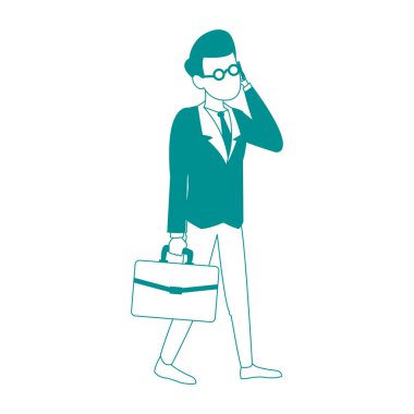 İşadamı avatar çizgi film mavi çizgiler