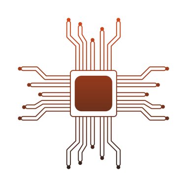 Mikroçip işlemci sembolü kırmızı çizgiler