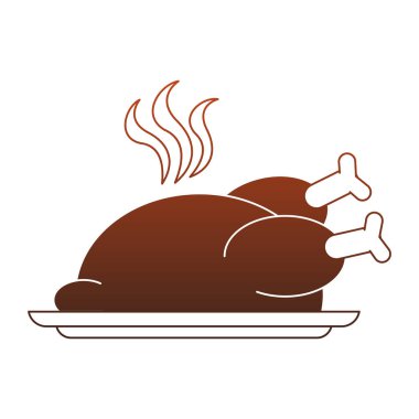 Çanak kırmızı çizgiler üzerinde tavuk