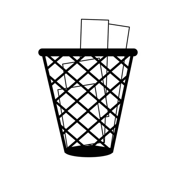 Paper bin isolated in black and white — Stock Vector