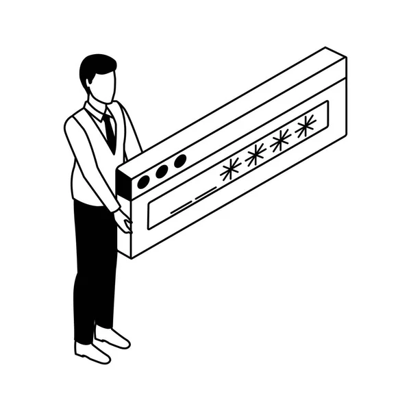 商人与密码在黑色和白色 — 图库矢量图片