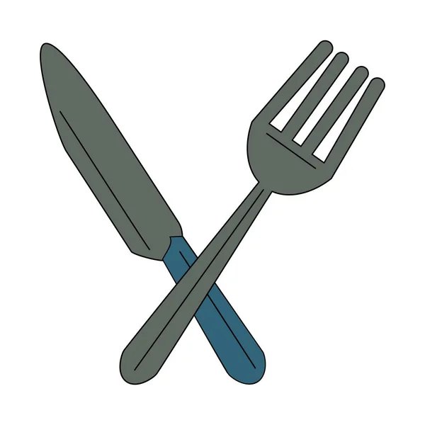 Knife and fork crossed — Stock Vector