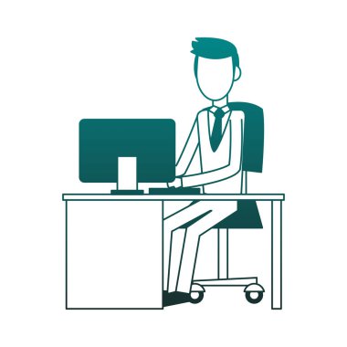 İşadamı mavi ofis hatlarında