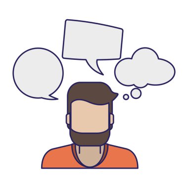 Konuşma baloncukları olan adam