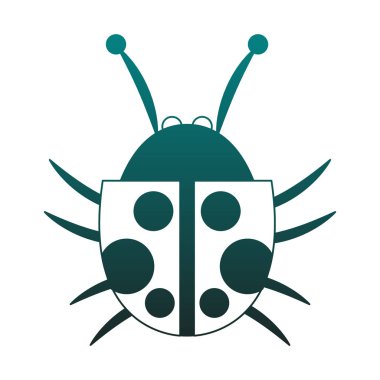 Uğur böceği izole simgesi mavi çizgiler