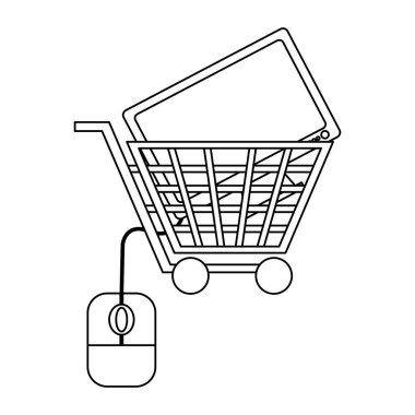 Online alışveriş ve ödeme siyah beyaz