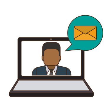 İşadamı dizüstü bilgisayar ekranında e-posta gönderme