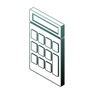 Hesap makinesi izometrik simgesi mavi çizgiler