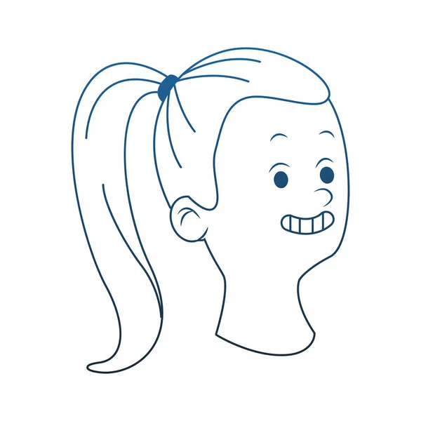 Jeune femme visage lignes bleues — Image vectorielle