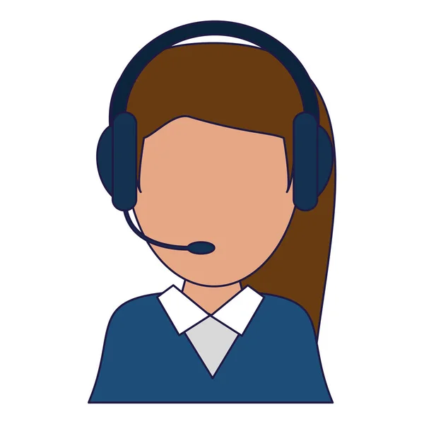 Operador de call center avatar blue lines —  Vetores de Stock