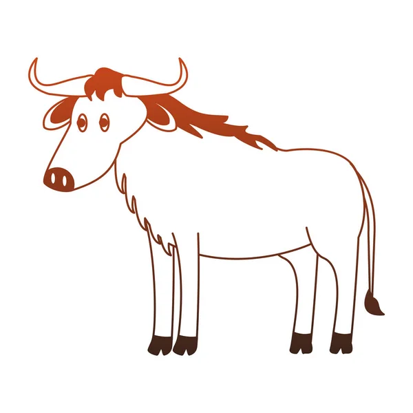 Buffalo animaux sauvages lignes rouges — Image vectorielle