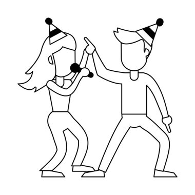 Çift dans ve siyah ve beyaz gülümseyen