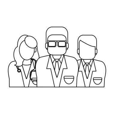 Tıbbi ekip çalışması avatar siyah beyaz