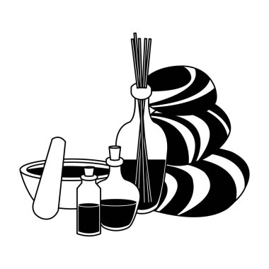 Spa yağ şişeleri siyah beyaz